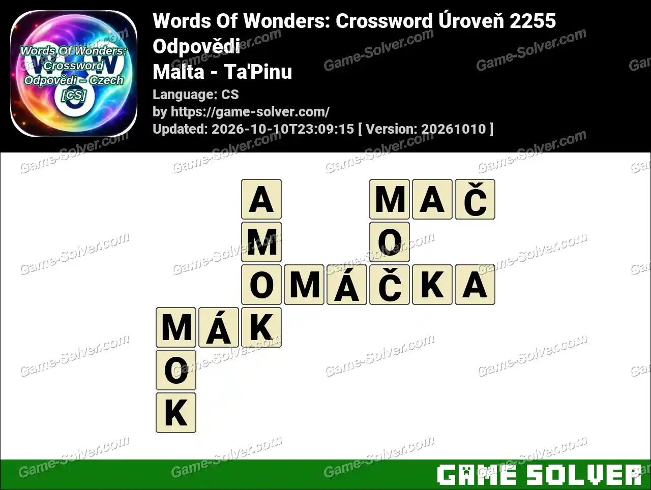 Words Of Wonders: Crossword Úroveň 2255 Odpovědi – Malta – Ta’Pinu